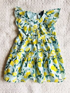 French Connection Lemon and floral print dress Yellow & Light Blue